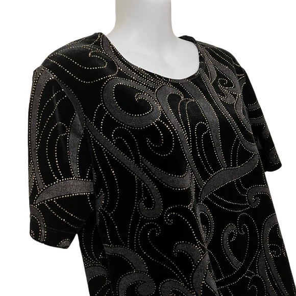 Vintage 90s 00s Black Party Embellished Sparkly Disco Top 12 14 M